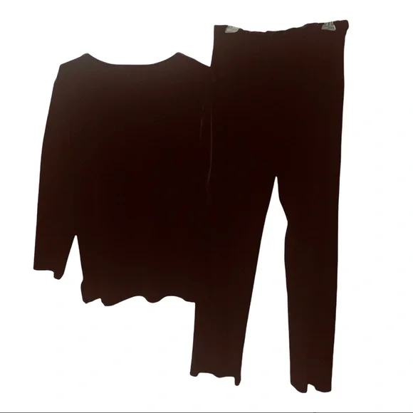 Lapis Black Velvet Longsleeved Round neckline Top and matching pants Sz L - Picture 2 of 8